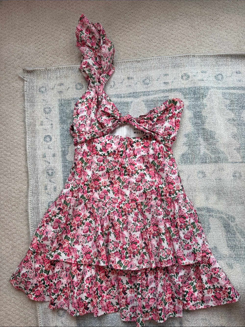 Hello Molly pink floral one shoulder mini dress